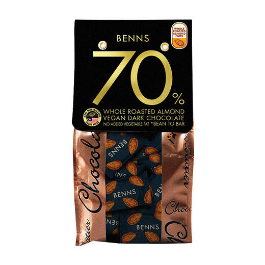 贝纳丝 巴旦木夹心黑巧克力制品（70%可可含量） 138g/袋 商品图1