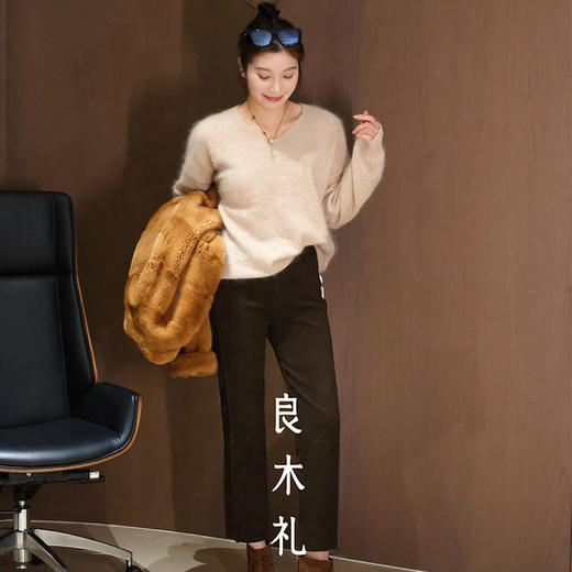 【预售7天】良木礼羊皮烟管裤（绒面）（Q259302） 商品图5