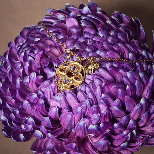 北京仓｜DELPHES-GARDENIA-栀子花 护符花 大象 松石 紫色 吊坠 项链［法国设计师］ 商品图3