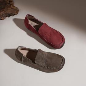 【牛皮革】西村名物2026年春季新款舒适平底软底软面豆豆鞋深口单鞋X26AM17581