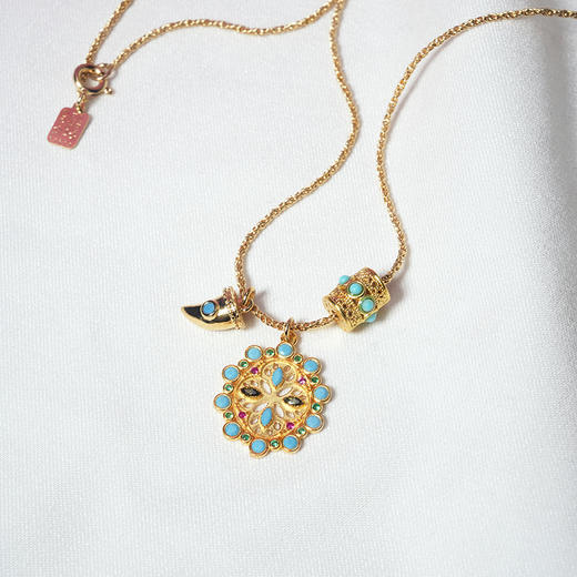 北京仓｜DELPHES-ALTHAEA-阿尔泰娅 护符花 祈祷轮 松石 水晶 项链［法国设计师］ 商品图4