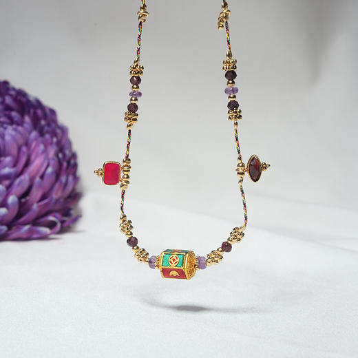 北京仓｜DELPHES-百宝盒 珐琅 紫水晶 石榴石 项链［法国设计师］ 商品图1