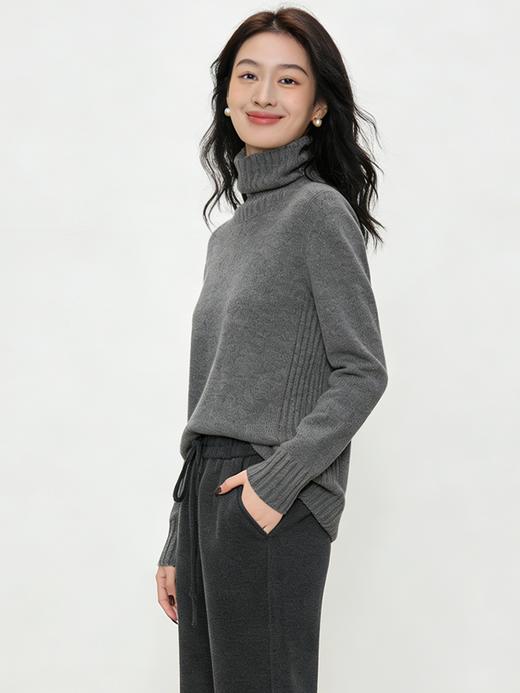 臣禾	【全能毛衫-高领】16支无缝100%绵羊毛 堆堆领侧边坑条针织衫	JZ254090875 商品图8