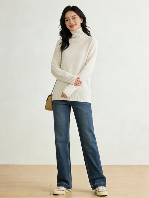 臣禾	【全能毛衫-高领】16支无缝100%绵羊毛 堆堆领侧边坑条针织衫	JZ254090875 商品图5