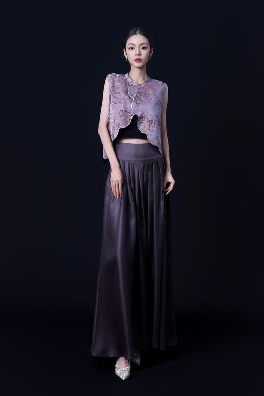 荷言HEYEN 松廖 桑蚕丝高腰百褶半裙 侧拉拉链 商品图0