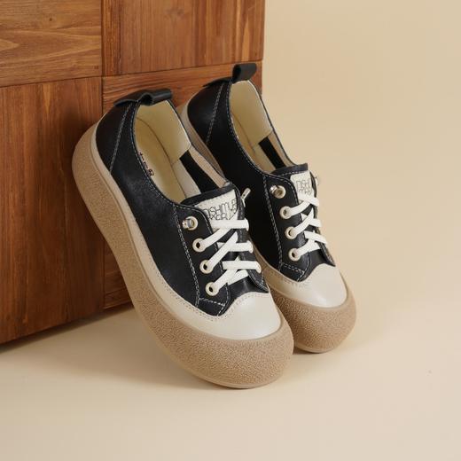 【牛皮革】西村名物2026年春季新款舒适透气厚底防滑系带休闲小板鞋小白鞋X26AM17261 商品图4