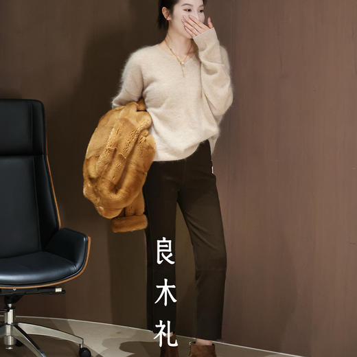 【预售7天】良木礼羊皮烟管裤（绒面）（Q259302） 商品图2