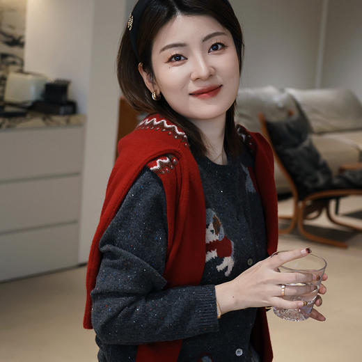 【预售7天】良木礼印花羊毛开衫(2158) 商品图3