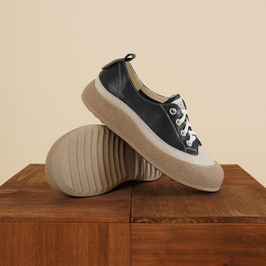 【牛皮革】西村名物2026年春季新款舒适透气厚底防滑系带休闲小板鞋小白鞋X26AM17261 商品图6