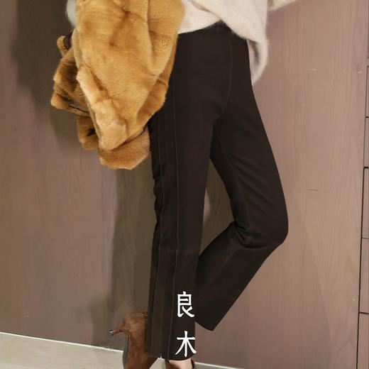 【预售7天】良木礼羊皮烟管裤（绒面）（Q259302） 商品图0