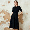 EITIE爱特爱气质新中式立领盘扣显瘦黑色连衣裙春季新款8107803 商品缩略图2