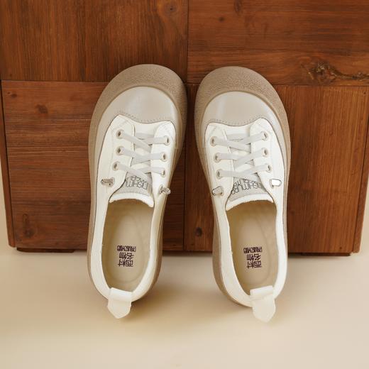 【牛皮革】西村名物2026年春季新款舒适透气厚底防滑系带休闲小板鞋小白鞋X26AM17261 商品图0