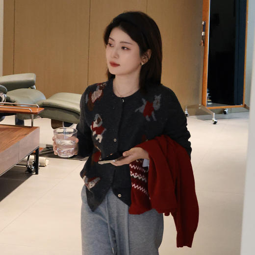 【预售7天】良木礼印花羊毛开衫(2158) 商品图0