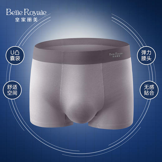 皇家丽美男士平角内裤 无痕包裹抗菌底档 高弹加宽腰头 记忆皮筋不卷边舒适裤DKN1268 商品图2