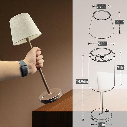 意大利 MADCKDEDRT 高品质LED充电台灯 配备两种不同形状布艺灯罩 金属防滑底座 商品图1