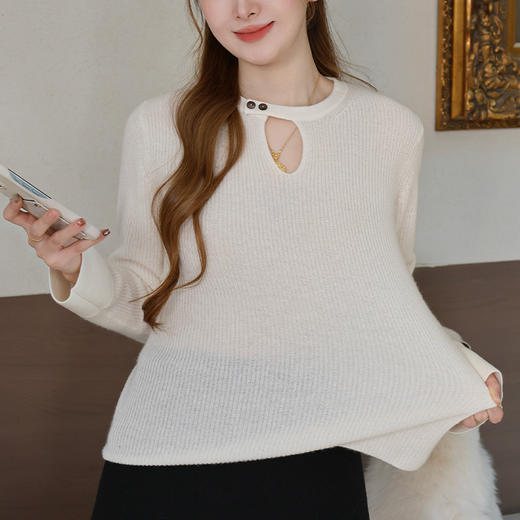 【特价不退换】【预售7天】良木礼镂空山羊绒上衣（3302F） 商品图1