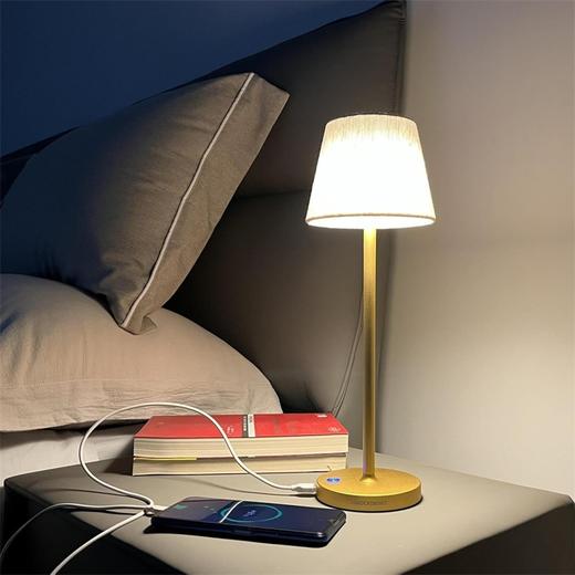 意大利 MADCKDEDRT 高品质LED充电台灯 配备两种不同形状布艺灯罩 金属防滑底座 商品图5
