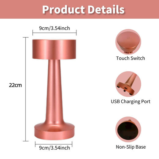 意大利 触控感应无线台灯 USB可充电床头夜灯 无极调光 商品图6