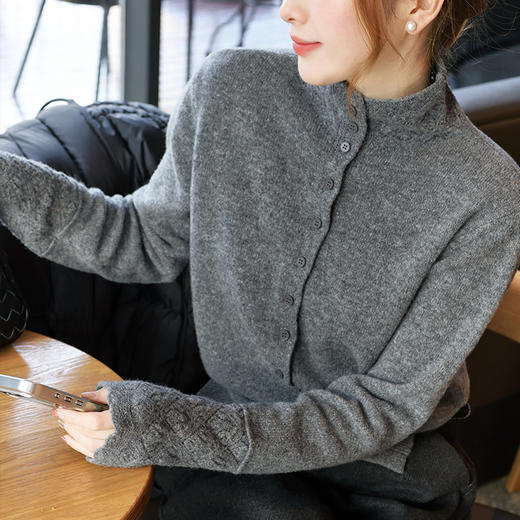 【特价不退换】【预售7天】良木礼镂空羊毛开衫（3304F） 商品图3