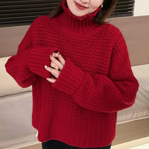 【预售7天】良木礼水波纹高领毛衣（3184F） 商品图4