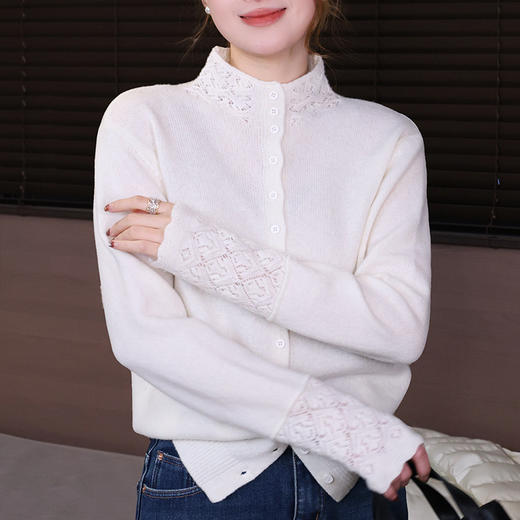 【特价不退换】【预售7天】良木礼镂空羊毛开衫（3304F） 商品图0