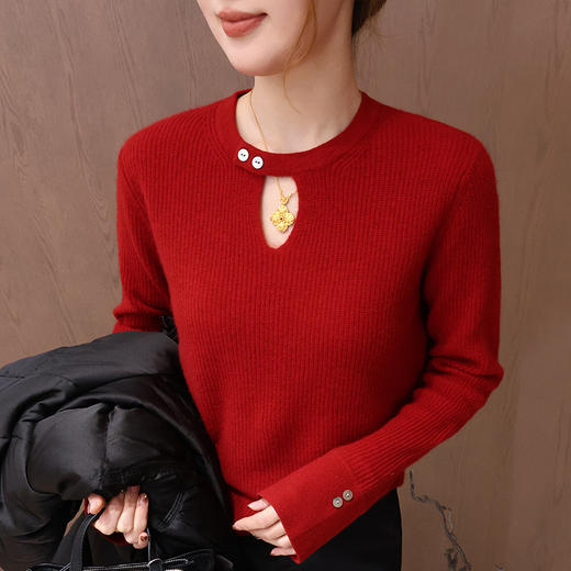 【特价不退换】【预售7天】良木礼镂空山羊绒上衣（3302F） 商品图4