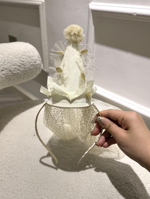 米色千金网纱生日帽 商品图0