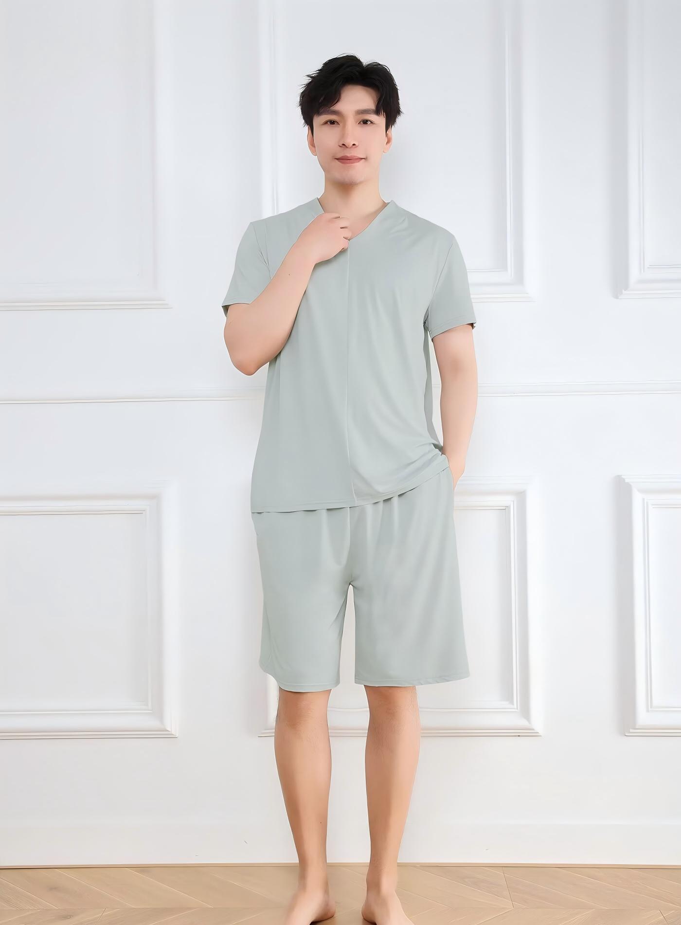 男浴服 曲水浴服冰凉丝有马睡衣沐里按摩沐外男士洗浴家居服兰亭