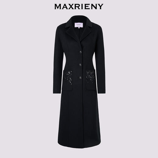 MAXRIENY极简主义穿搭羊毛大衣女25冬款双面呢毛呢外套过膝长款(货号:MF86CT504) 商品图4