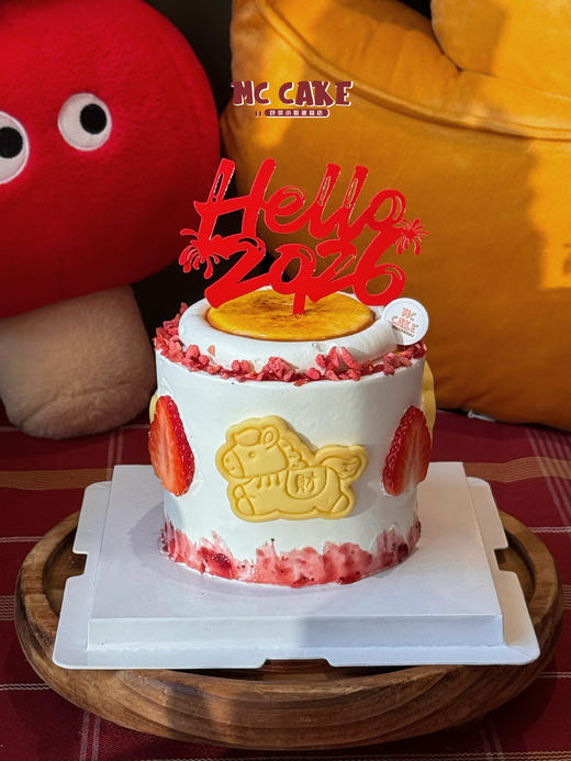 新年|草莓奶皮子【香草布蕾+可可戚风胚+奶皮子酸奶+鲜乳奶皮子+红颜草莓+草莓果酱】 商品图0