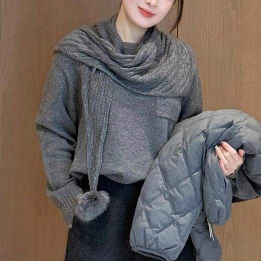 【预售7天】良木礼羊毛圆领上衣（披肩）（1322F） 商品图0