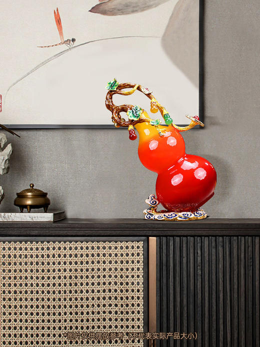 福禄如意琉璃葫芦摆件招财中式家居玄关客厅酒柜装饰乔迁新居礼品佛罗端斯-福禄如意摆件（红色）-YHD 商品图3