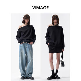 VIMAGE纬漫纪时尚通勤设计感领口上衣V2413115