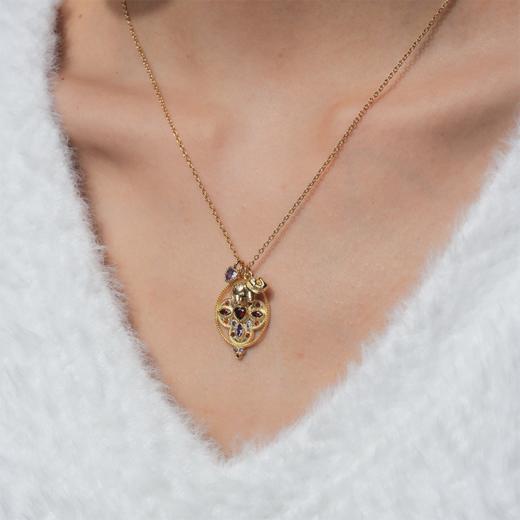 北京仓｜DELPHES-GARDENIA-栀子花 护符花 大象 松石 紫色 吊坠 项链［法国设计师］ 商品图0