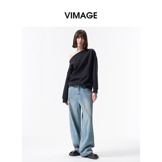 VIMAGE纬漫纪时尚通勤设计感领口上衣V2413115 商品图1