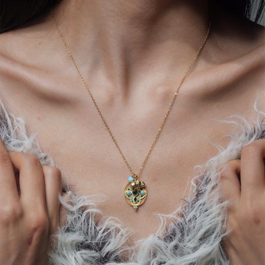 订购10周到｜DELPHES-GARDENIA-栀子花 护符花 大象 松石 绿色 吊坠 项链［法国设计师］ 商品图0