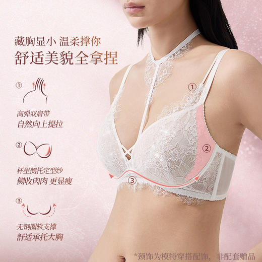 【积分兑换】[十周年】]拾光超薄无钢圈舒适显瘦透气内衣性感蕾丝显小文胸 商品图1