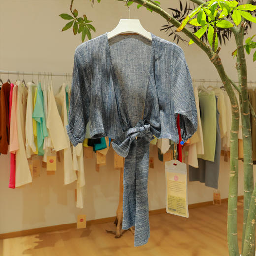 【抖音专属】系带小上衣（童）(019810093-文秀蓝) 商品图0