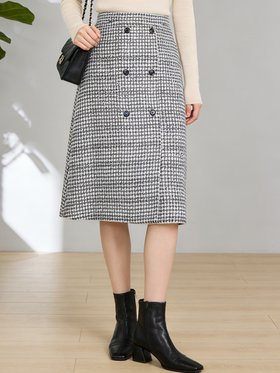 【S3M5】臣禾千鸟格半身裙9213033276