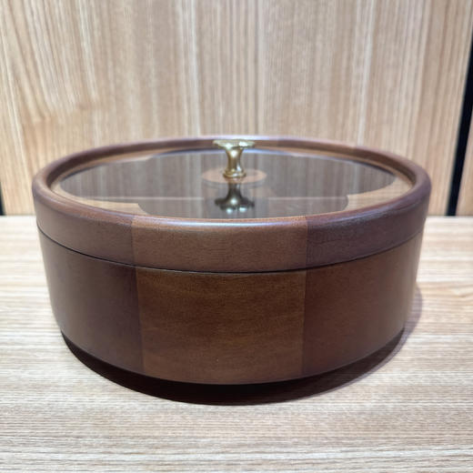 龙福-胡桃木海棠圆形零食干果盘 （约28*28*9cm） 商品图3