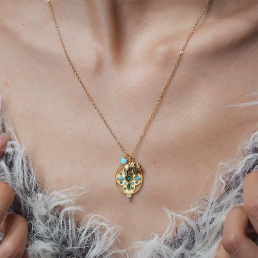 订购10周到｜DELPHES-GARDENIA-栀子花 护符花 大象 松石 绿色 吊坠 项链［法国设计师］ 商品图2