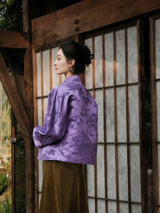 盛唐牡丹| 富贵牡丹真丝漳缎外套 商品图4