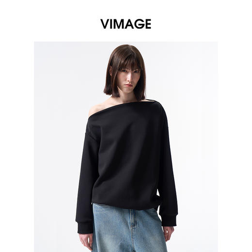 VIMAGE纬漫纪时尚通勤设计感领口上衣V2413115 商品图2