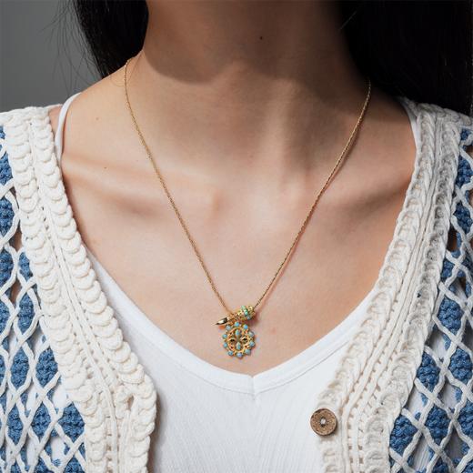 北京仓｜DELPHES-ALTHAEA-阿尔泰娅 护符花 祈祷轮 松石 水晶 项链［法国设计师］ 商品图0