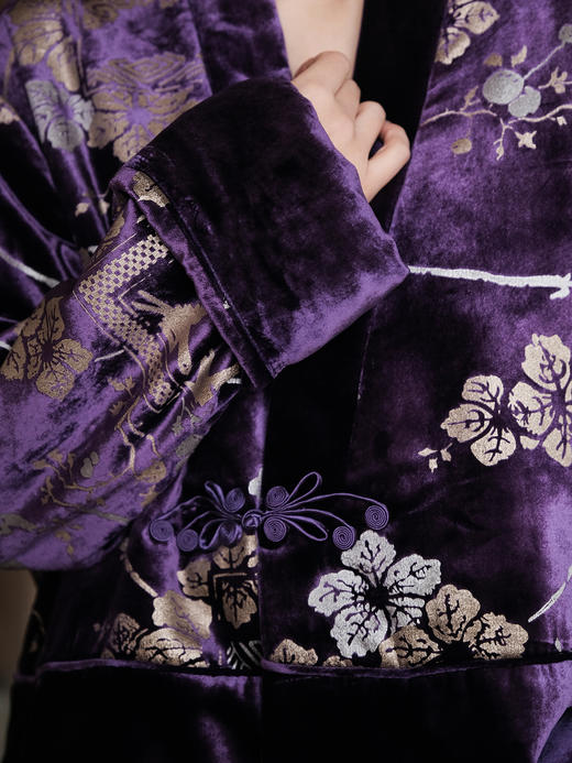 盛唐牡丹| 凝夜紫丝绒烫银棉外套 商品图2