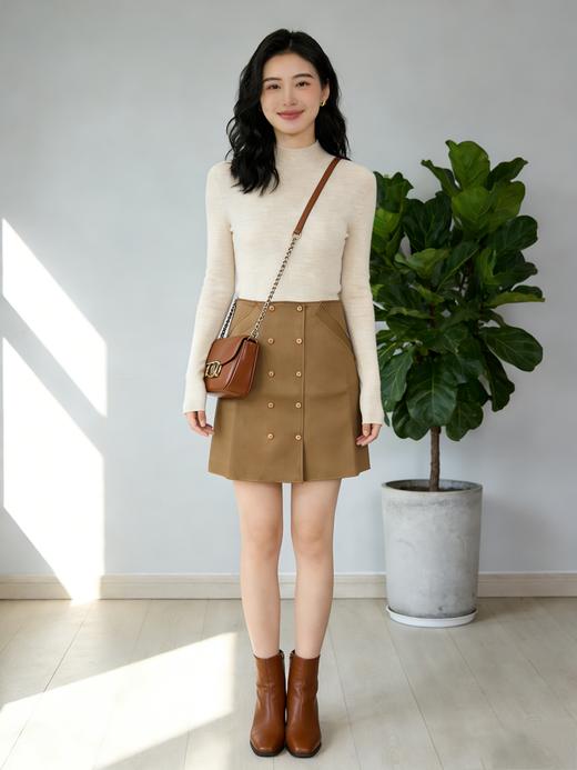 臣禾双排扣半身裙K203030610 商品图2