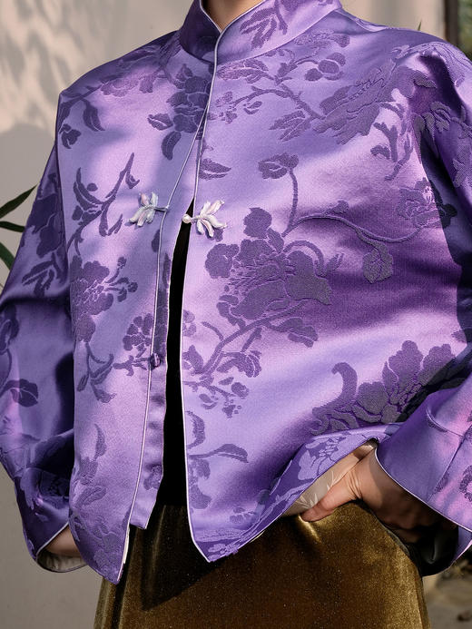 盛唐牡丹| 富贵牡丹真丝漳缎外套 商品图2