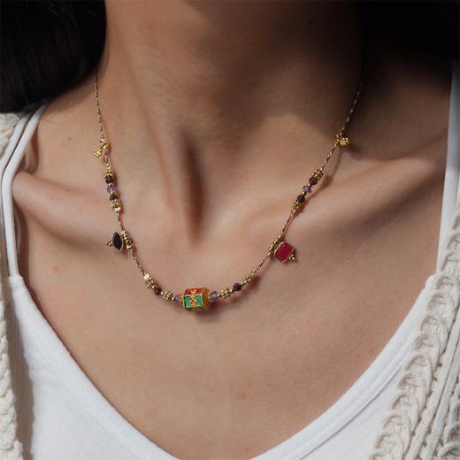 北京仓｜DELPHES-百宝盒 珐琅 紫水晶 石榴石 项链［法国设计师］ 商品图0