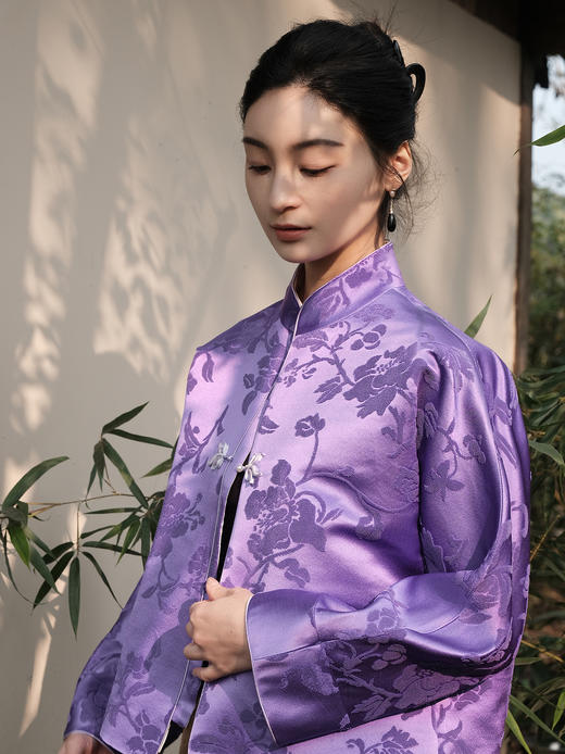 盛唐牡丹| 富贵牡丹真丝漳缎外套 商品图0