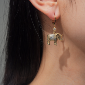 订购10周到｜DELPHES-ANALI-火焰 大象 锆石 耳环（单只）［法国设计师］